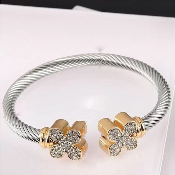 Jewelry - Elegant Silver and Gold Bracelet with Crystal Accents